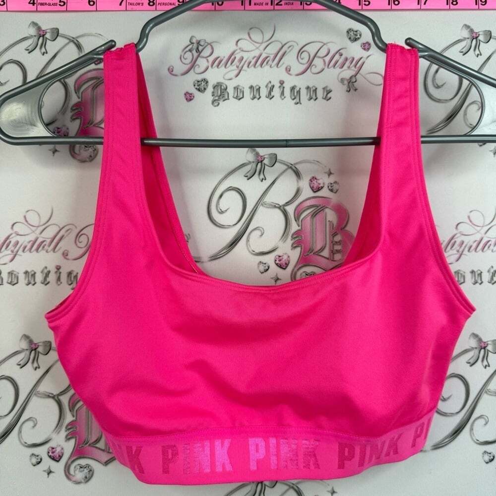 PINK Victoria's Secret ultimate unlined Bright Pink Seamless Sports Bralette